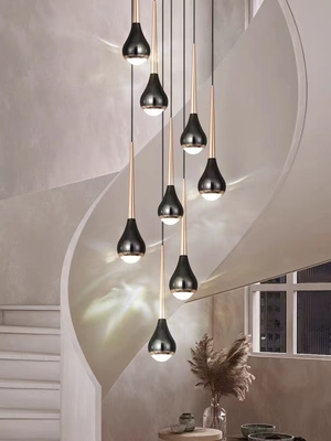 مادة جسم الفولاذ المقاوم للصدأ مصباح معلق حديث للطابق العلوي SANXIANG Starcase Chandelier