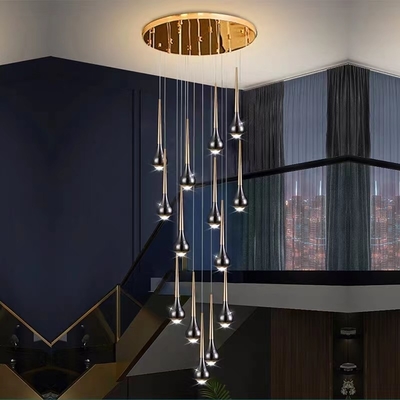 مادة جسم الفولاذ المقاوم للصدأ مصباح معلق حديث للطابق العلوي SANXIANG Starcase Chandelier