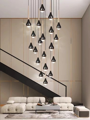 مادة جسم الفولاذ المقاوم للصدأ مصباح معلق حديث للطابق العلوي SANXIANG Starcase Chandelier