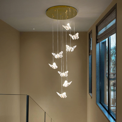 مصباح السلالم من الفولاذ المقاوم للصدأ مع AC 85-265V الجهد الدخالي و Crystal Chandelier