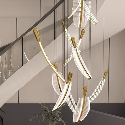 ظلال الزجاج السلالم الأكريليك الديكورية معلقة الضوء لتصميم غرفة المعيشة الفندقية الحديثة