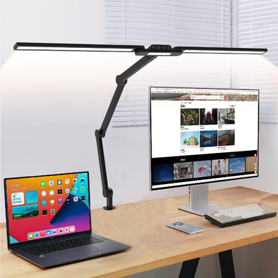 مصباح مكتب المعماري المرن مصباح مكتب LED 24W رأس مزدوج مع مشبك