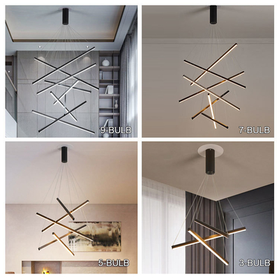 ديكور المنزل الفيلا الشمالية الحديثة إضاءة السلالم LED مع تصميم شنق الفولاذ