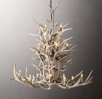 المصنوعة يدويا Antler Chandelier 66&quot; كلاسيكي أمريكي منزل التزلج التصميم النمط المعاصر