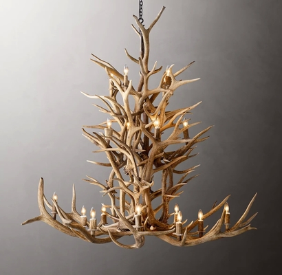 المصنوعة يدويا Antler Chandelier 66&quot; كلاسيكي أمريكي منزل التزلج التصميم النمط المعاصر