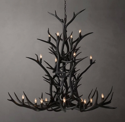 المصنوعة يدويا Antler Chandelier 66&quot; كلاسيكي أمريكي منزل التزلج التصميم النمط المعاصر