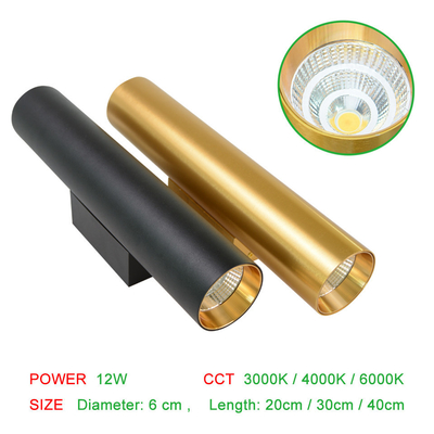 قراءة LED مصابيح الحائط الفندق الداخلي جانب السرير COB 12W ضوء الذهب الأسود صعودا وهبوطا