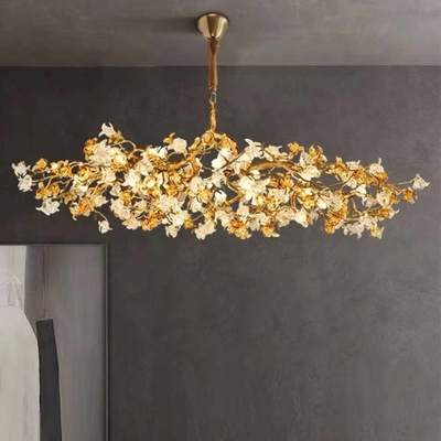 Modern Crystal Gold Chandelier Lighting for Dining Room Foyer Tree Branch Brass