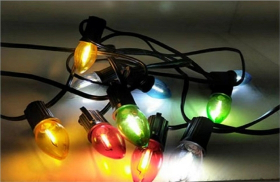 أضواء عيد الميلاد C9 مصباح LED شفاف AC120V 1W لون خارجية الزخرفية PC خيط بلاستيكي