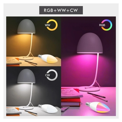مصباح LED ذكي E27 5W ضوء شمعة RGB قابل للتخفيف للمنزل / المطبخ / غرفة النوم يتم التحكم به من خلال الاتصال الهاتفي و Wifi