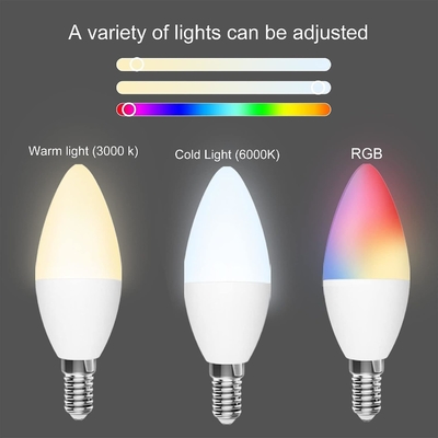 مصباح LED ذكي E27 5W ضوء شمعة RGB قابل للتخفيف للمنزل / المطبخ / غرفة النوم يتم التحكم به من خلال الاتصال الهاتفي و Wifi
