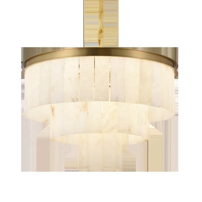Hotel Restaurant Room Pendant Lamp in Modern Design with Brass Chandelier Alabaster Marble Shade